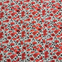 Floral Poplin Design 33 RED POPPIES with BLACK