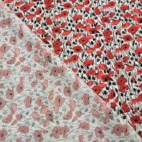 Floral Poplin Design 33 RED POPPIES with BLACK