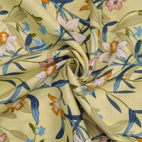 Floral Linen Spandex Cream