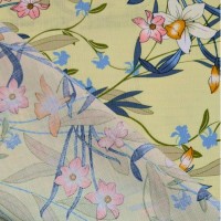 Floral Linen Spandex Cream