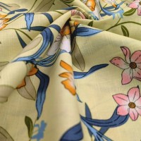 Floral Linen Spandex Cream