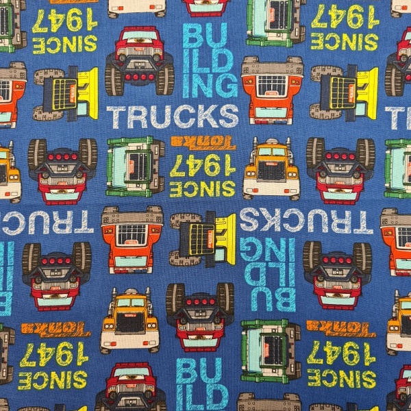 100% Cotton - Tonka Trucks Buildings