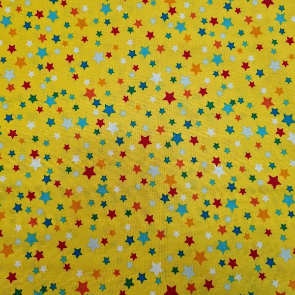 100% Cotton - SHOOTING STARS on YELLOW