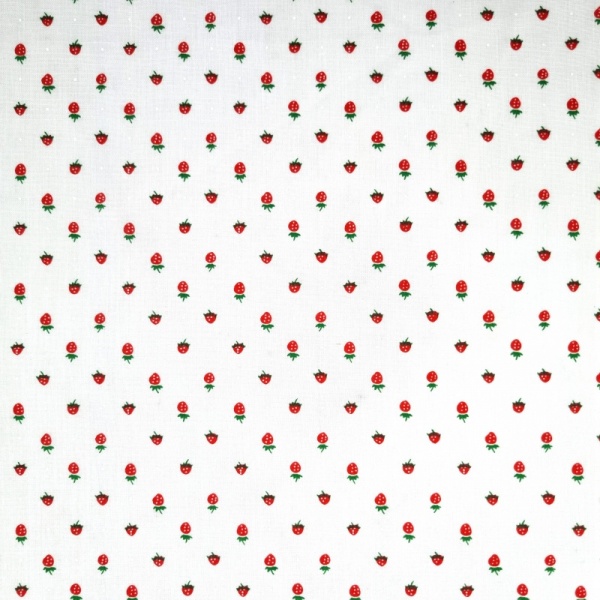 Polycotton - Small Strawberries and Dots