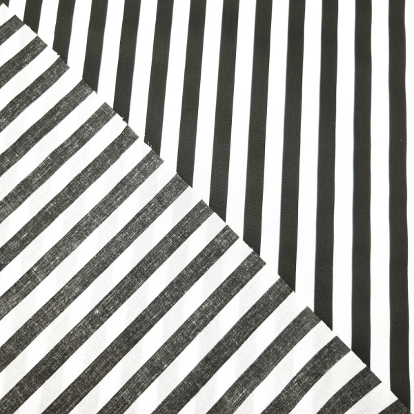 Polycotton Stripes BLACK