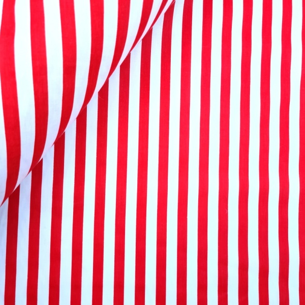 Polycotton Stripes RED