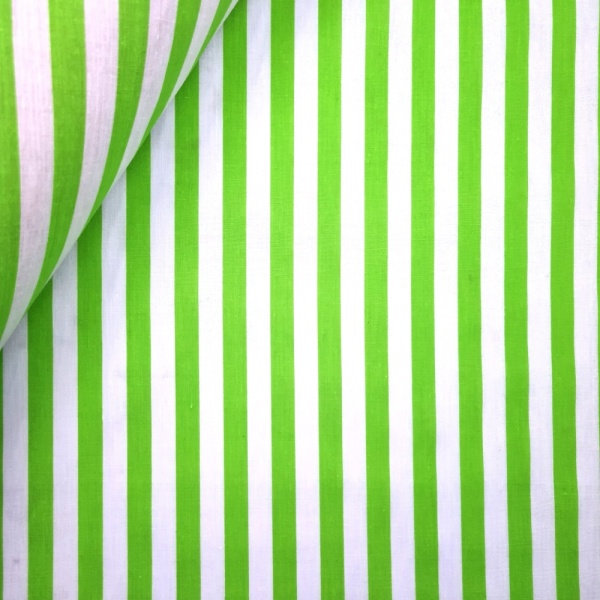 Polycotton Stripes LIME GREEN