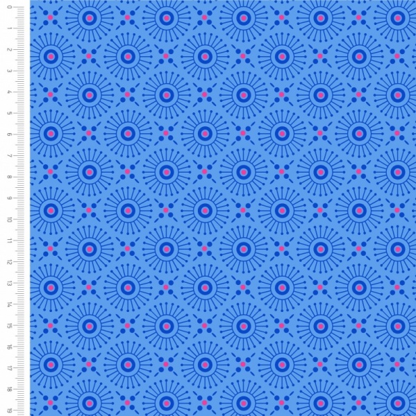 100% Cotton - BLUE GEOMETRIC CIRCLES