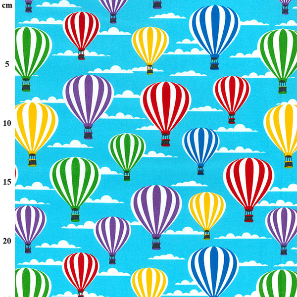 100% Cotton HOT AIR BALLOONS TURQUOISE