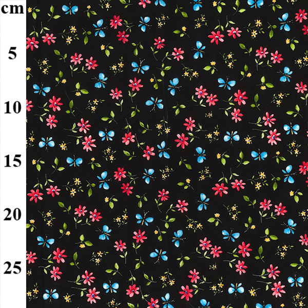 Floral Poplin Design 32 - BLACK