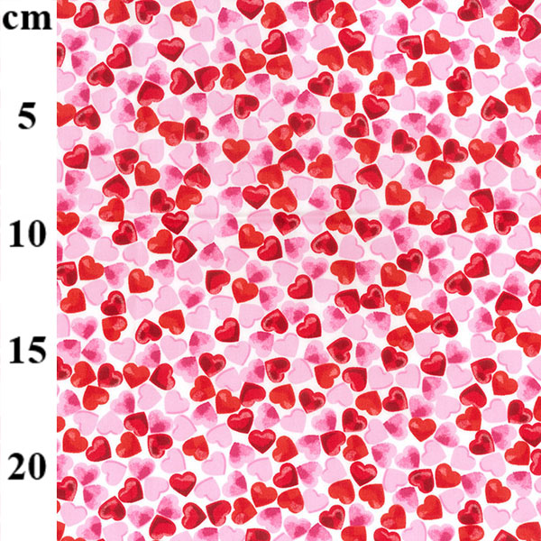 100% Cotton - Hearts on Ivory