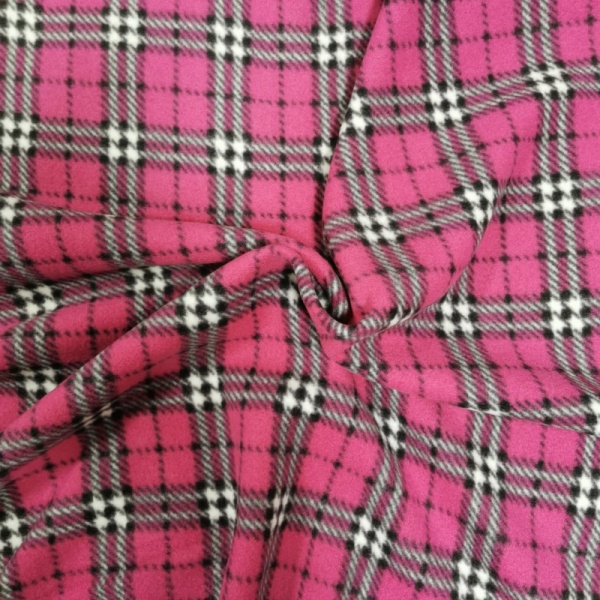 TARTAN FLEECE - CERISE AND WHITE