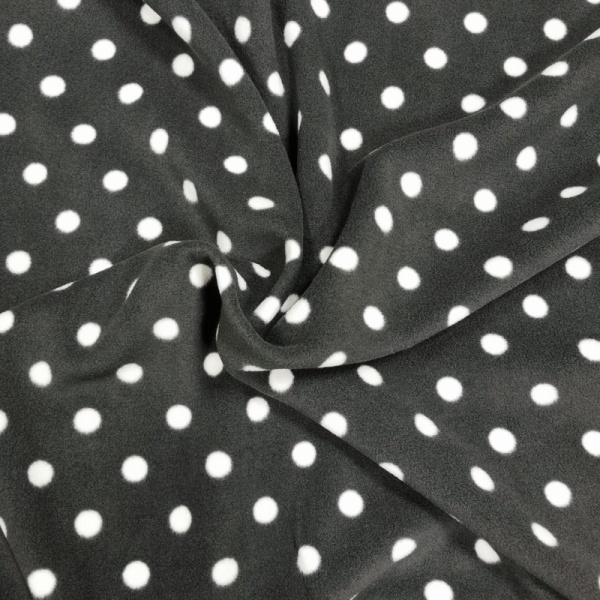 Anti Pill Fleece Fabric - White Spot on Black