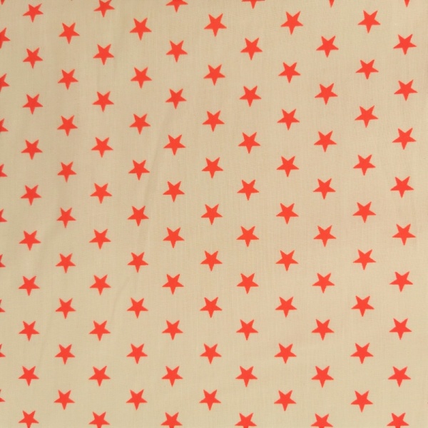 Polycotton 1cm Stars Red