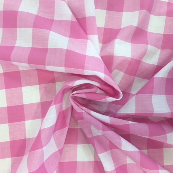 1'' Polycotton Gingham BABY PINK