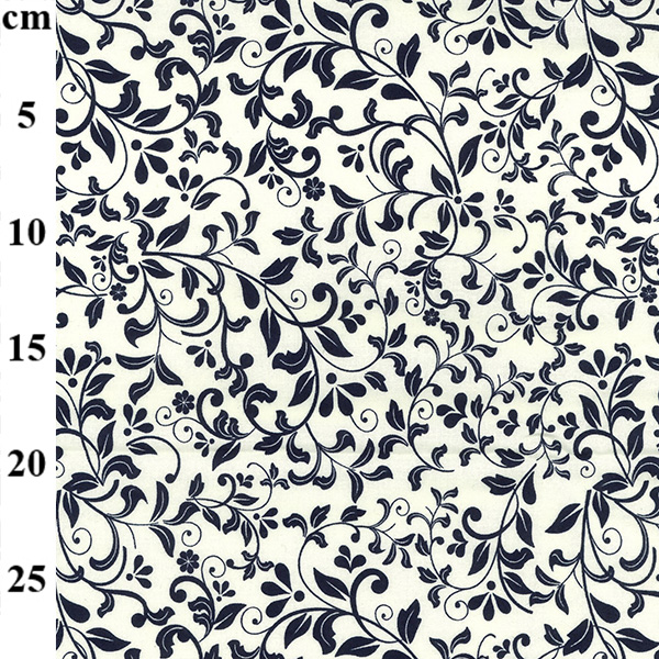 100% Floral Cotton IVORY-NAVY