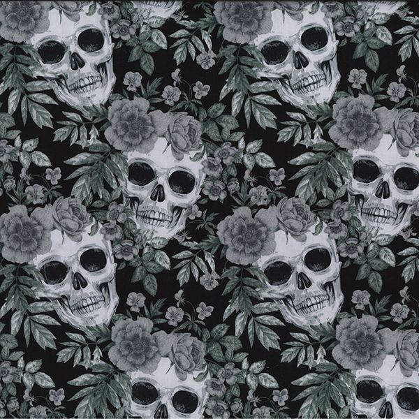 100% Cotton BLACK & WHITE SKULLS