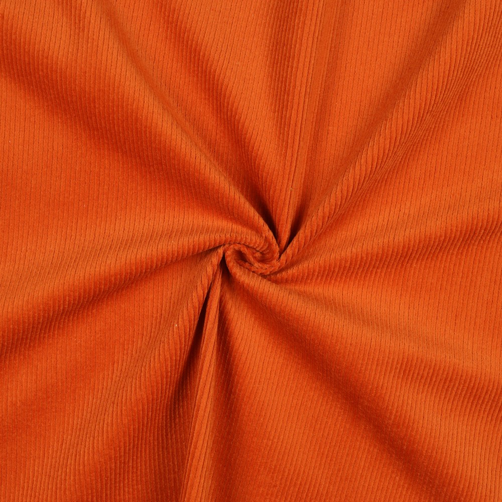 Orange Washed Stretch Cotton Corduroy , Dressmaking fabric, Stretch