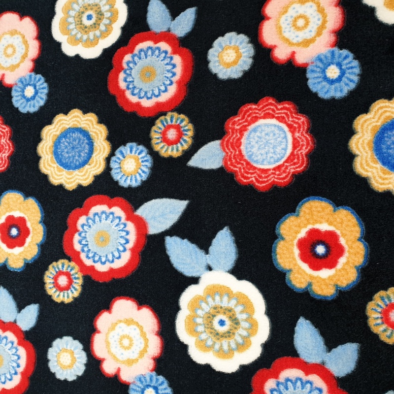 100 Blue Floral Fleece Fabric