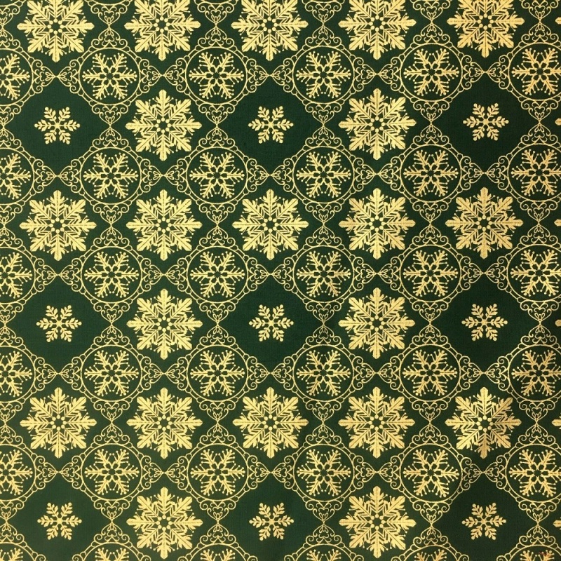 Gold Snowflakes on GREEN