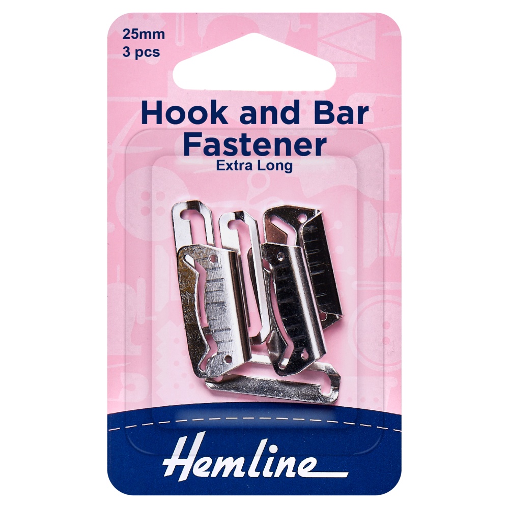 Hook and Bar Fastener: Nickel: 25mm: Pack of 3