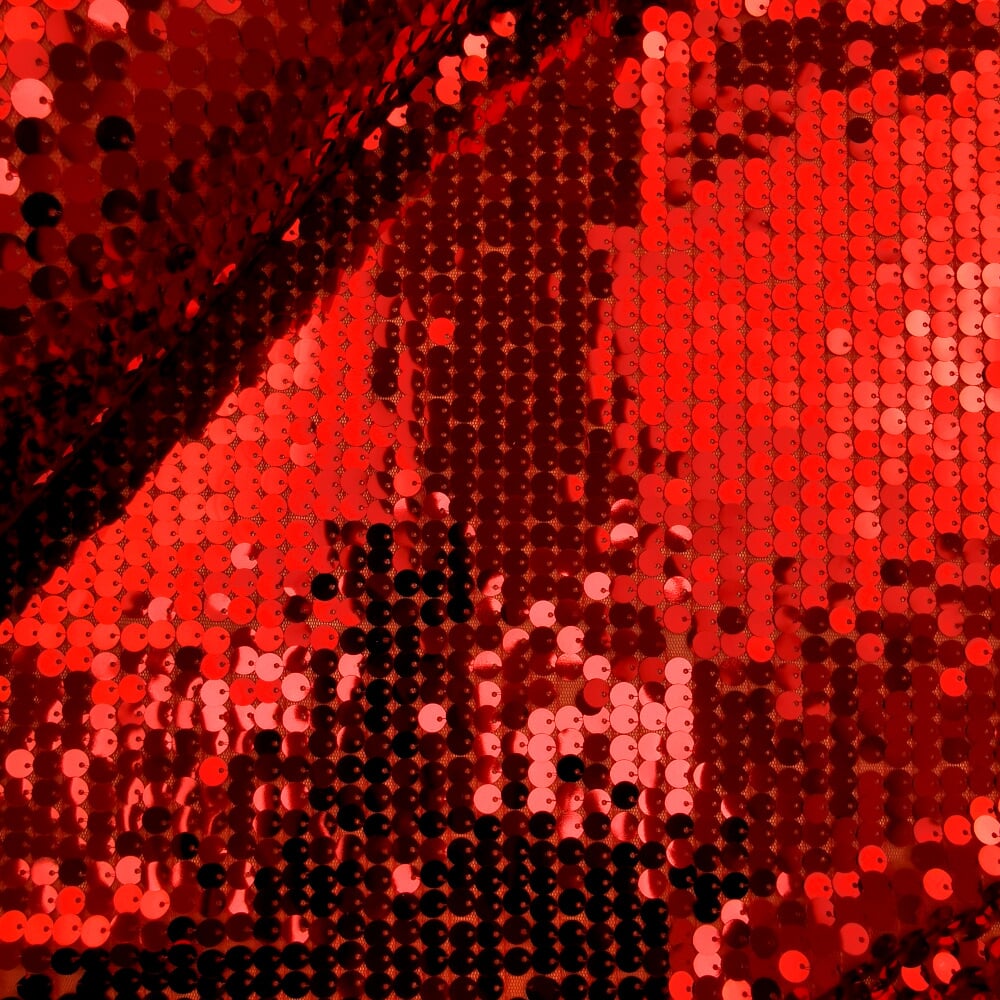 Sequins Red Pattern Large Sequin Fabric by the metre - Red