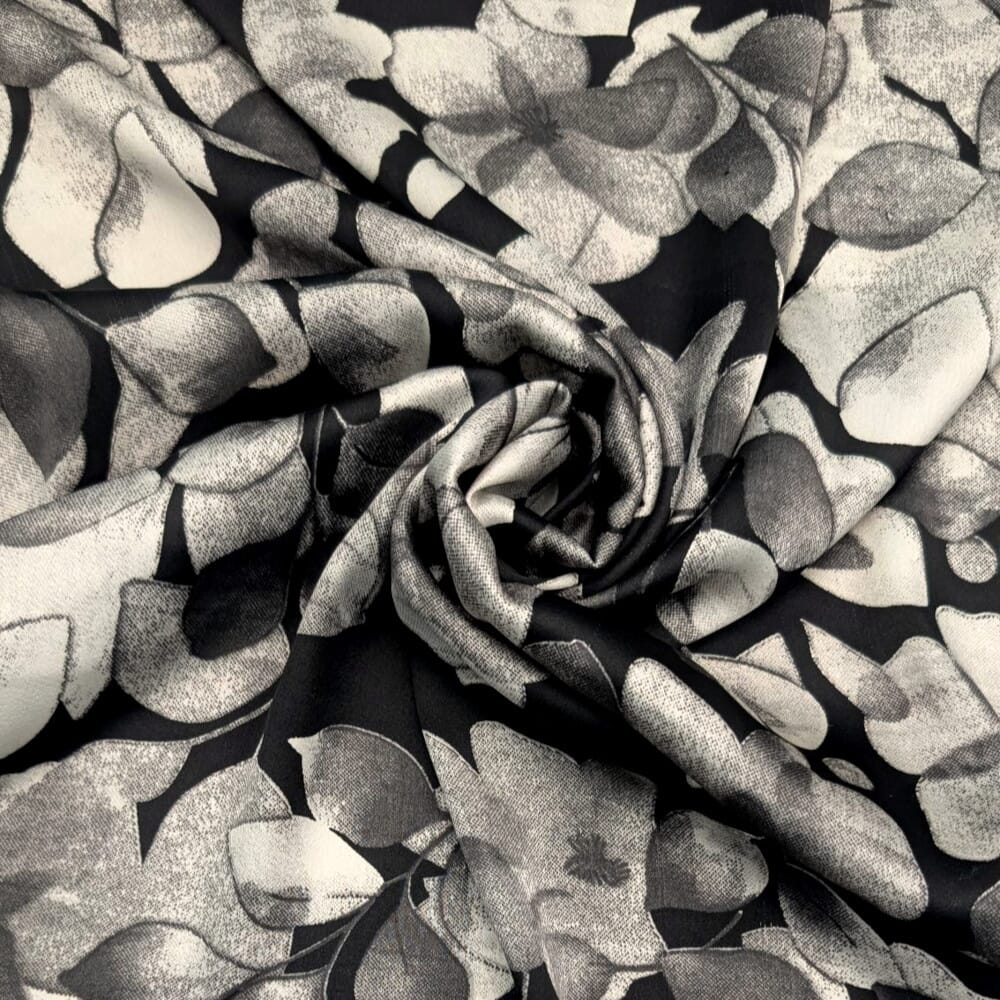 Moonlight Bloom Satin Fabric by the metre
