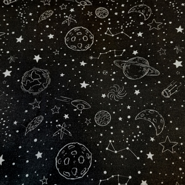 100% Cotton - Outer Space - Spaceship
